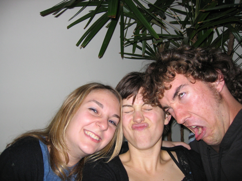 Lena, Meghan and Dave making horrible faces.